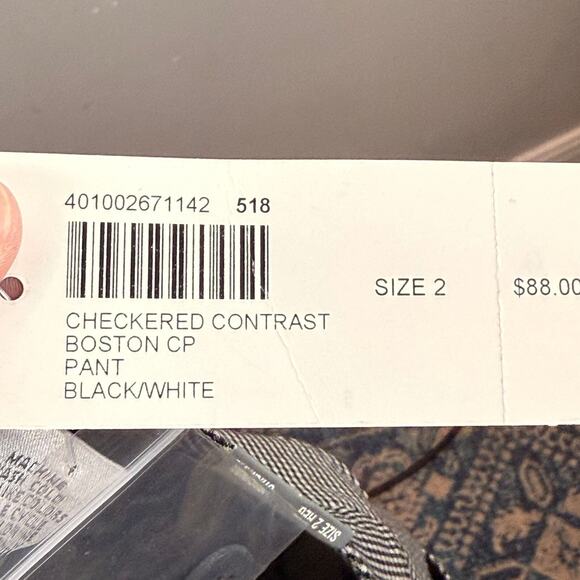 Chico's Pants Women 2 US L White Black Checkered Boston Fit Flat Front Work NWT - Picture 10 of 10